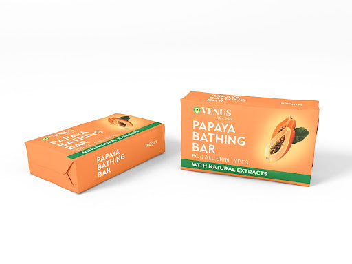 VENUS Papaya Bathing Bar - Handcrafted Soap with Natural Extracts - 100g